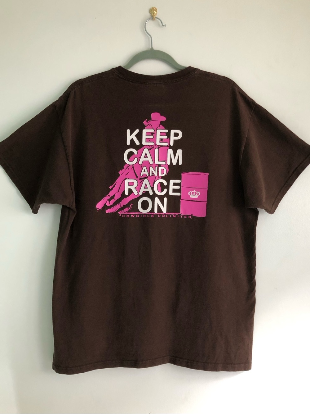 Cowgirls Unlimited Barrel Racing Graphic Tee Western Cotton T-Shirt Cowboy